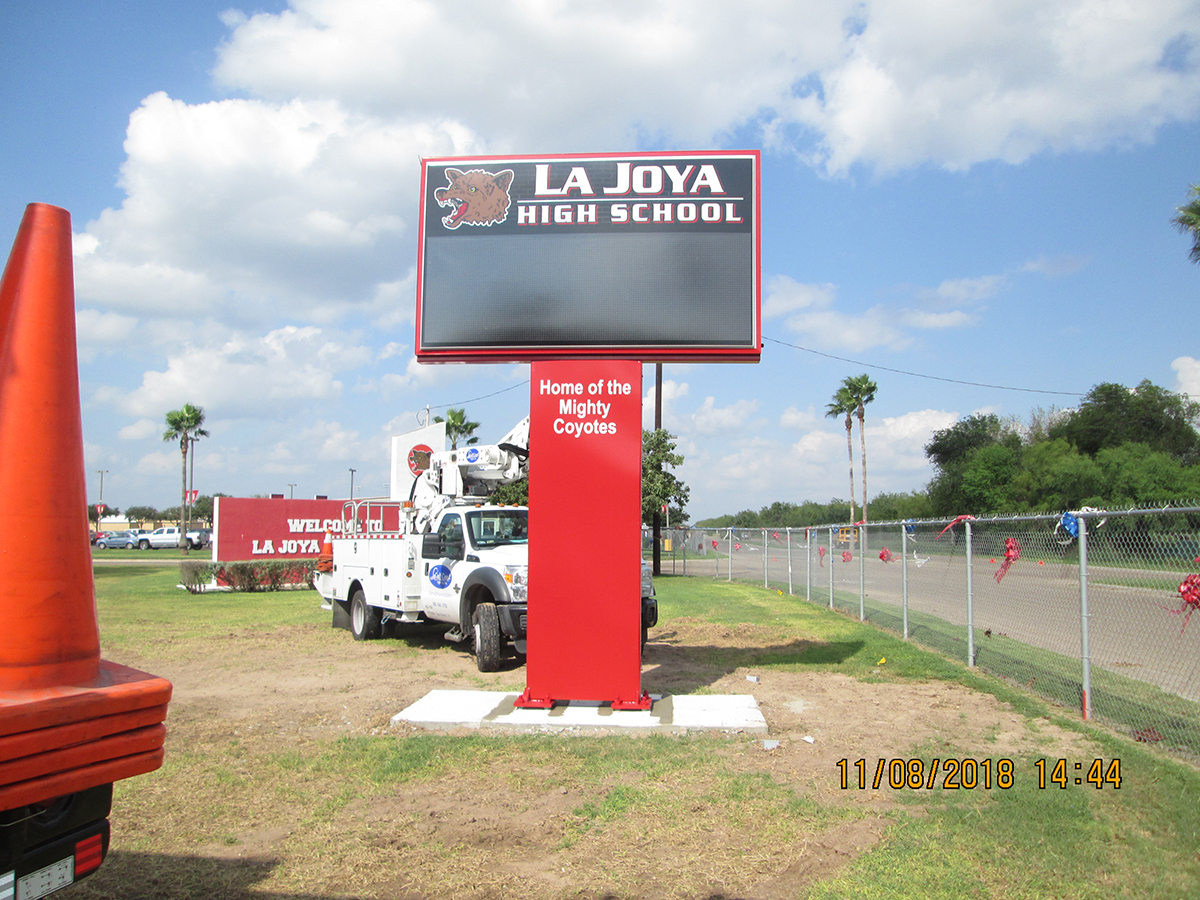 Erected a state-of-the-art digital marquee for La Joya High School, bolstering campus-wide announcements and spirit.